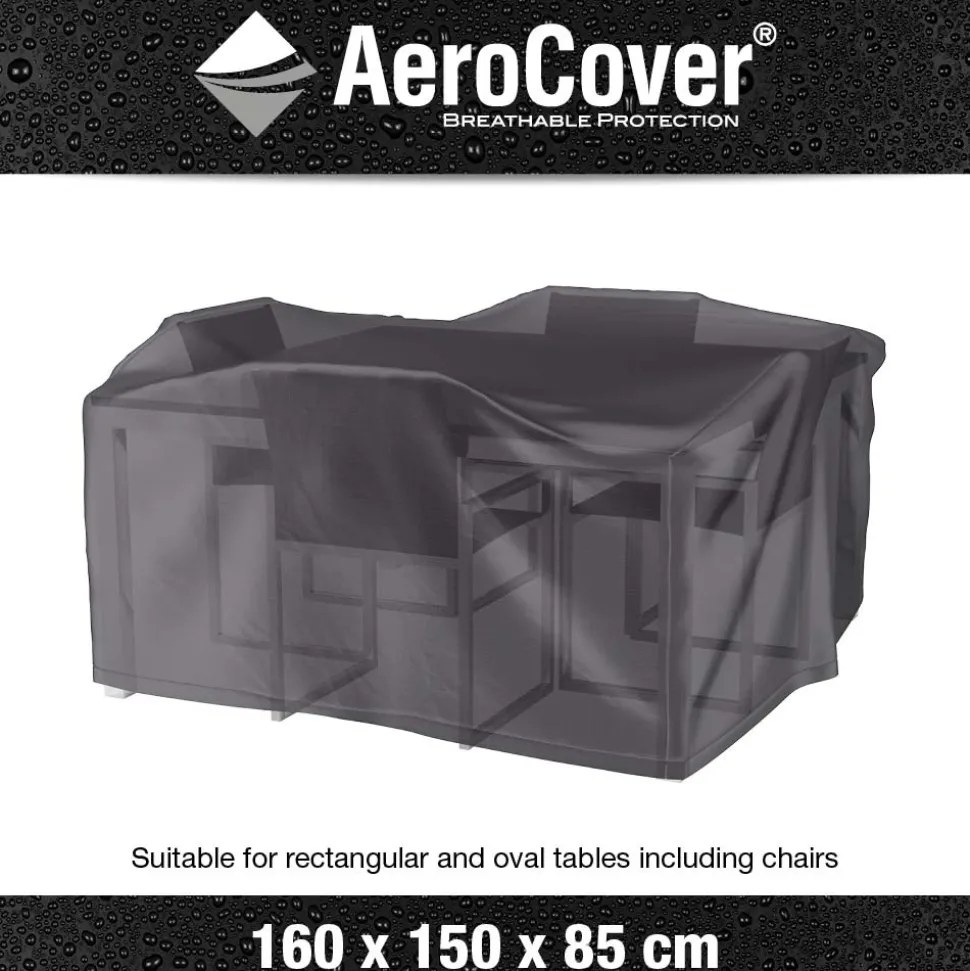 AEROCOVER - Housse de protection respirante pour table de jardin pour table 160x150xh85 cm