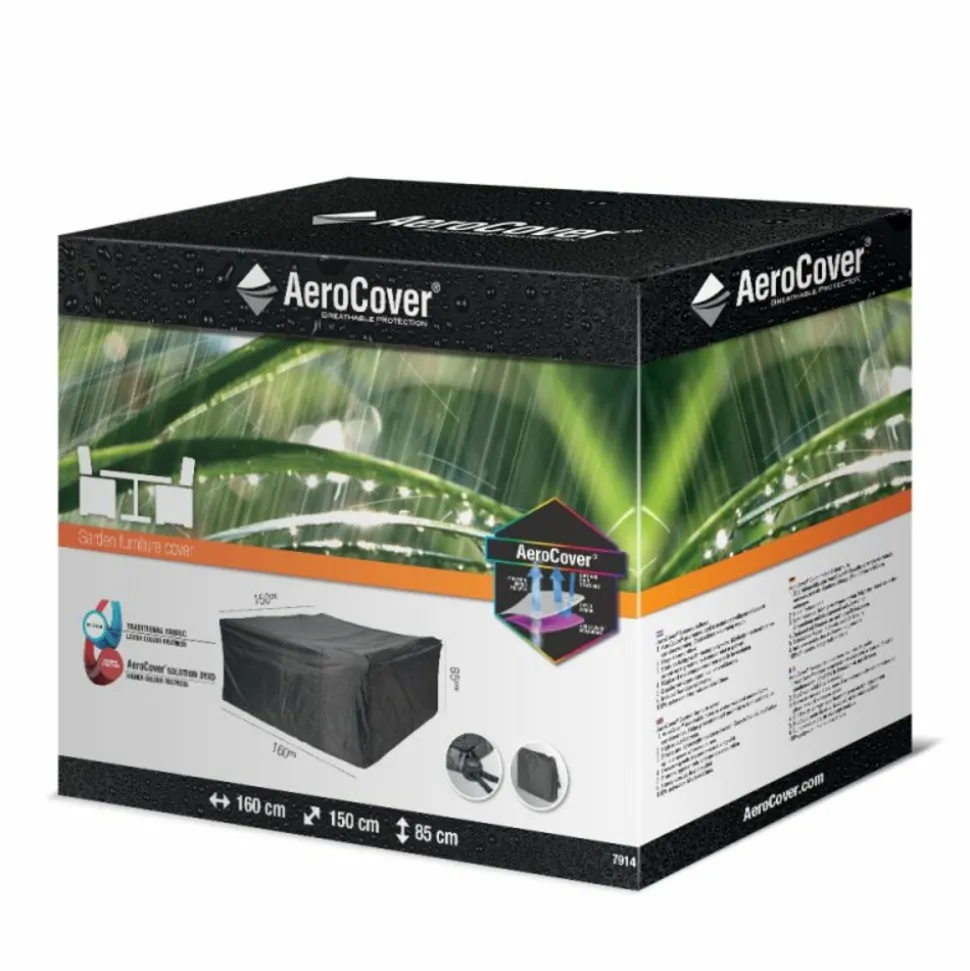 AEROCOVER - Housse de protection respirante pour table de jardin pour table 160x150xh85 cm