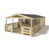 ALTANKA - Abri de jardin en bois - 4x4 m + terrasse avec balustrade et avant-toit en bois - 28 m2 - dom371+dom618+dom548+pod04 - altanka