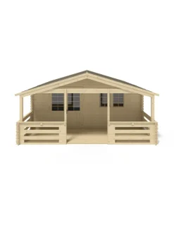 ALTANKA - Abri de jardin en bois - 6x5 m + terrasse avec balustrade et avant-toit en bois - 42 m2 - dom747+dom553+dom555+pod04 - altanka