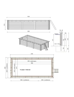 ALTANKA - Piscine en bois aqua 6,1x2,85 - h.1,31 m fixations à visser - bas7307ospl+sza - altanka