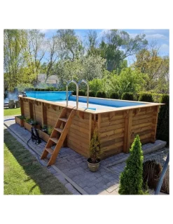 ALTANKA - Piscine en bois aqua 7x3,75 - h.1,45 m fixations à visser - bas7308ospl+sza - altanka