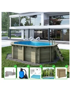 ALTANKA - Piscine en bois nemo 4,3x3 - h.1,18 m fixations à sceller - bas7302ospi+sza - altanka