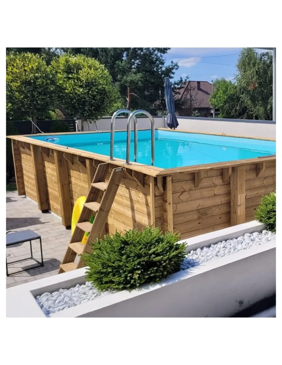ALTANKA - Piscine en bois aqua 8,5x4,35 - h.1,45 m fixations à sceller - bas7309ospi+sza - altanka