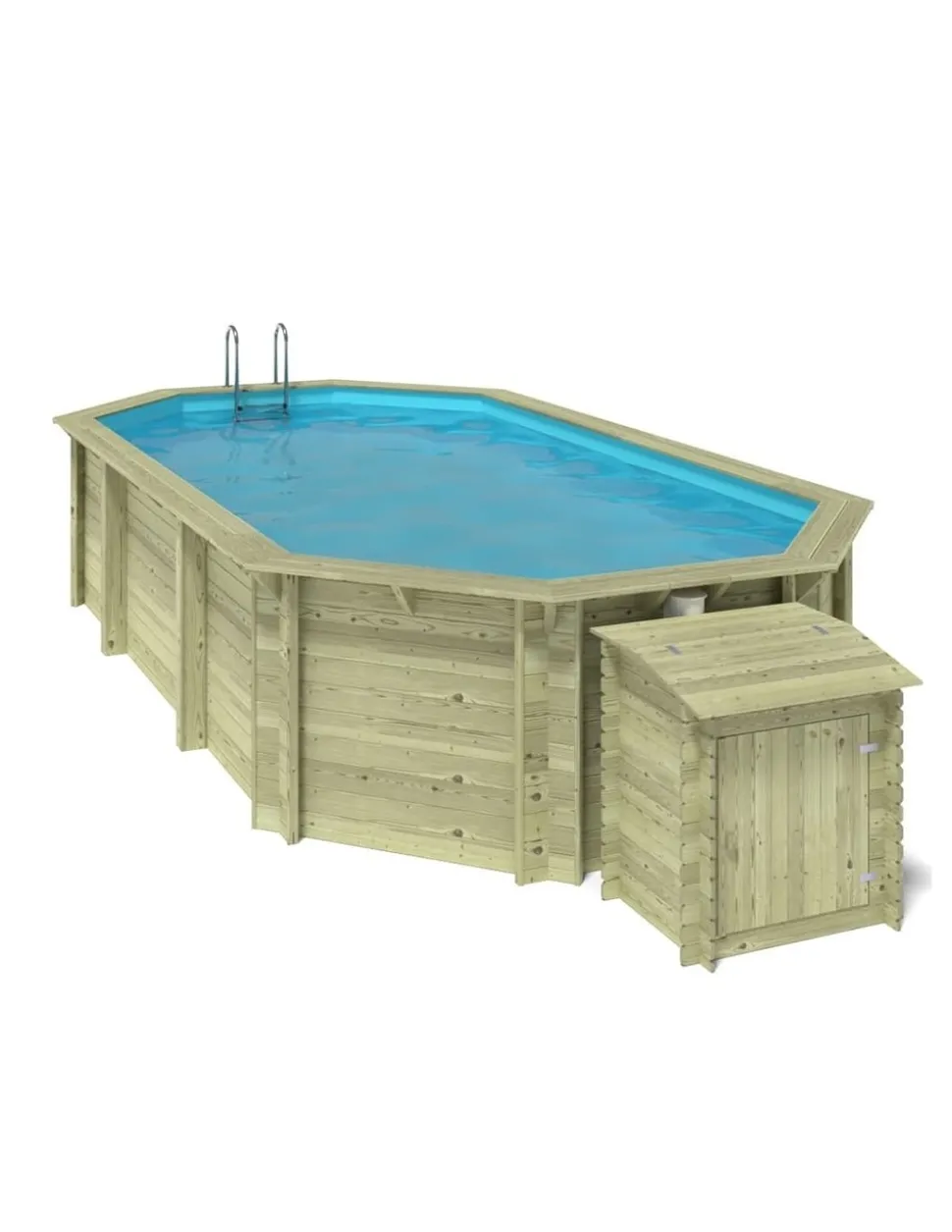 ALTANKA - Piscine en bois nemo 7,3x3,97 - h.1,45 m fixations à sceller - bas7305ospi+sza - altanka