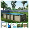 ALTANKA - Piscine en bois aqua 7x3,75 - h.1,45 m cadre en métal, sans dalle béton - bas7308ospu+sza - altanka