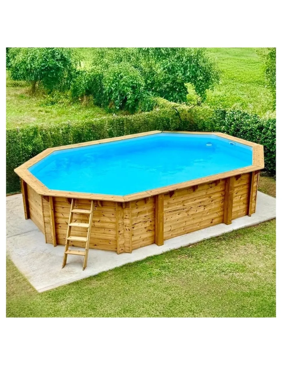 ALTANKA - Piscine en bois nemo 7,3x3,97 - h.1,45 m fixations à sceller - bas7305ospi - altanka