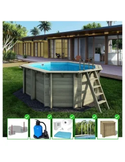 ALTANKA - Piscine en bois nemo 4,3x3 - h.1,31 m fixations à sceller - bas7303ospi+sza - altanka