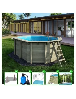 ALTANKA - Piscine en bois nemo 4,3x3 - h.1,31 m fixations à sceller - bas7303ospi - altanka