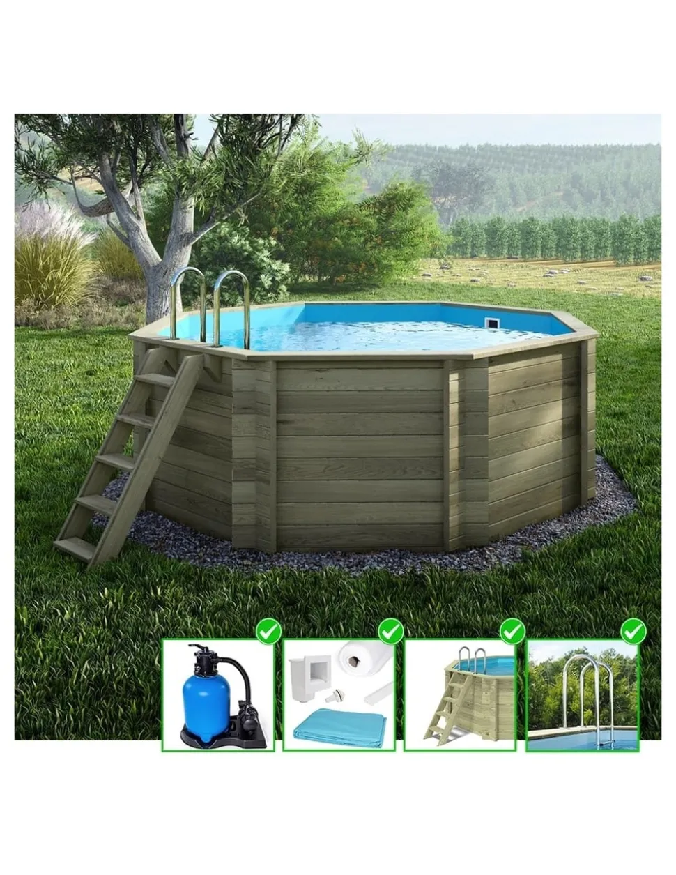 ALTANKA - Piscine en bois coral 3,25x3,25 - h.1,18 m autoportante - bas7301osp - altanka