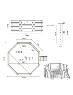 ALTANKA - Piscine en bois coral 3,25x3,25 - h.1,18 m autoportante - bas7301osp - altanka