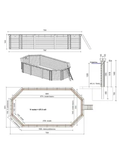 ALTANKA - Piscine en bois nemo 7,3x3,97 - h.1,45 m fixations à visser - bas7305ospl+sza - altanka