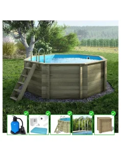 ALTANKA - Piscine en bois coral 3,25x3,25 - h.1,18 m autoportante - bas7301osp+sza - altanka