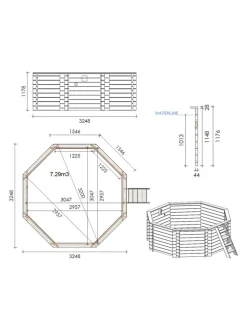 ALTANKA - Piscine en bois coral 3,25x3,25 - h.1,18 m autoportante - bas7301osp+sza - altanka