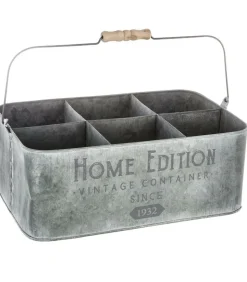 ATMOSPHERA - Porte plante déco vintage en zinc gris