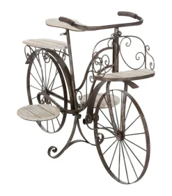 ATMOSPHERA - Porte plantes vélo en bois et métal aspect vintage h 59 cm