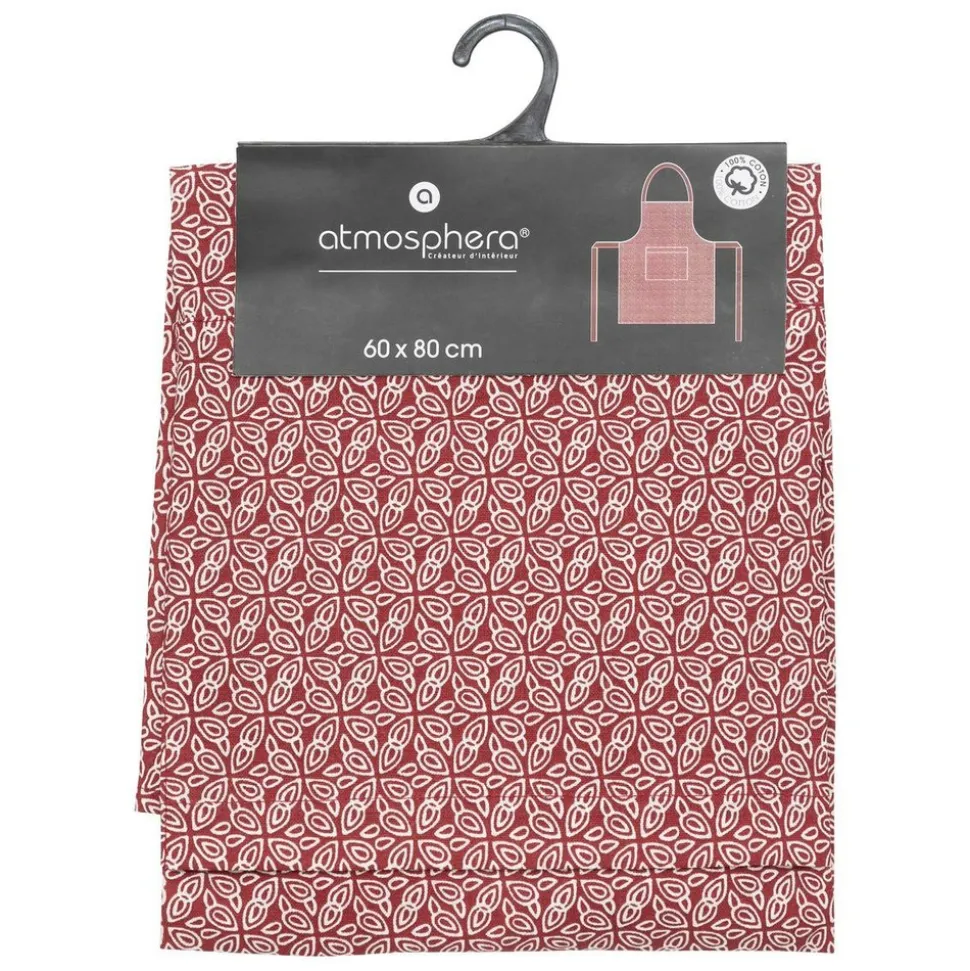 ATMOSPHERA CREATEUR D'INTERIEUR - Tablier imprimé "olia" - rouge - coton 60x80 cm