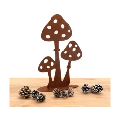 AUBRY GASPARD - Décor champignons sur pied en métal vieilli lot de 2
