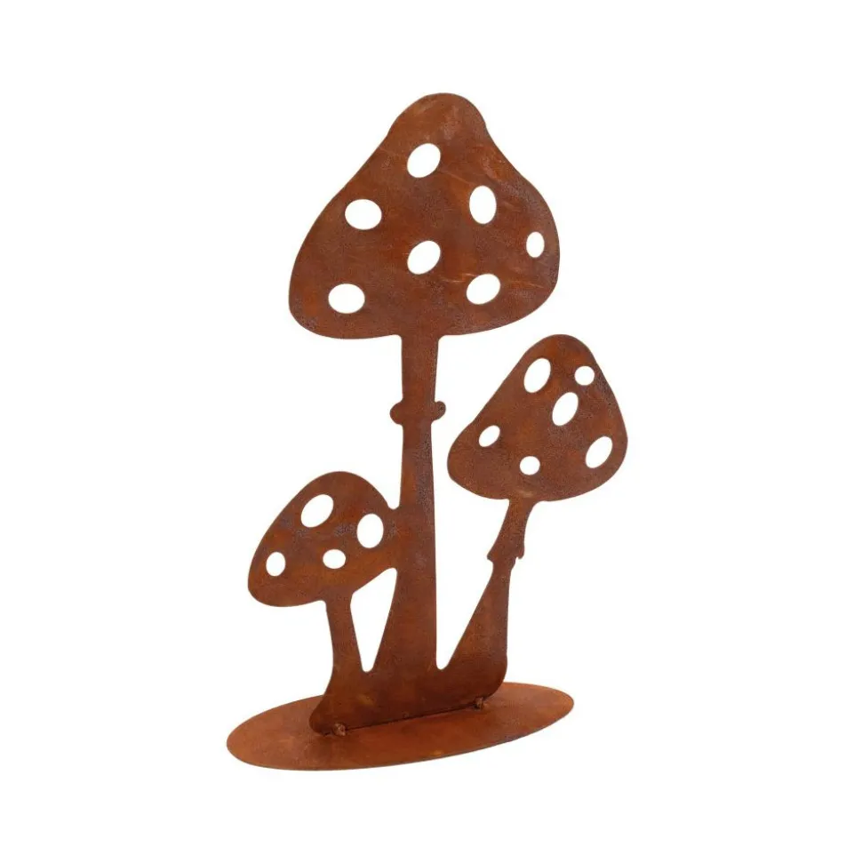 AUBRY GASPARD - Décor champignons sur pied en métal vieilli lot de 2