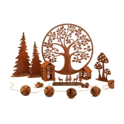 AUBRY GASPARD - Décor champignons sur pied en métal vieilli lot de 2