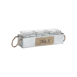 AUBRY GASPARD - Jardinière en zinc avec pots en verre 34,5 cm