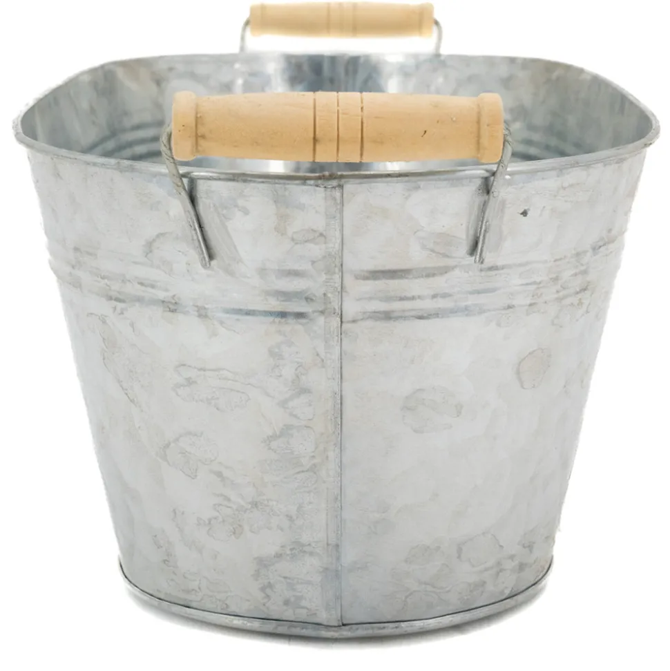 AUBRY GASPARD - Jardinière ovale zinc et bois grand modèle