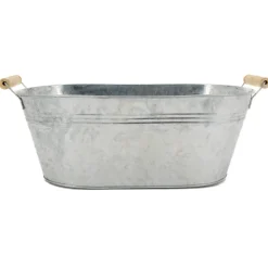AUBRY GASPARD - Jardinière ovale zinc et bois grand modèle