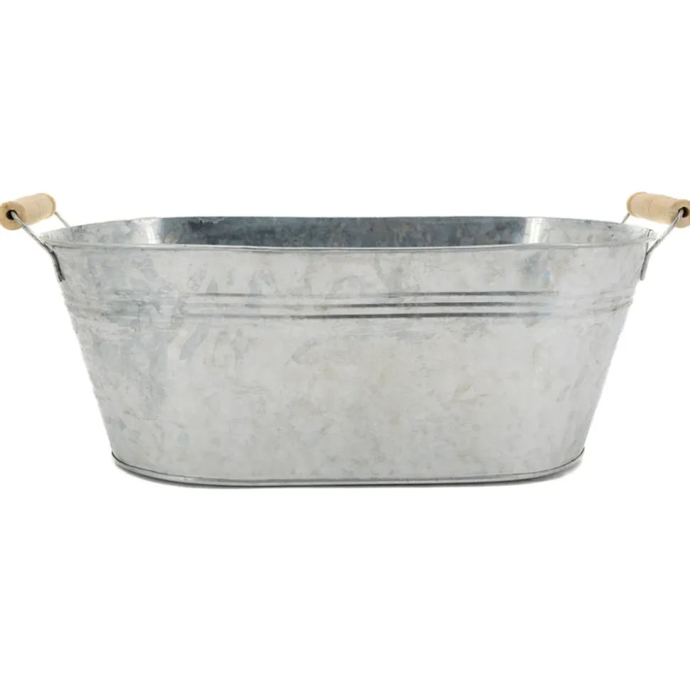 AUBRY GASPARD - Jardinière ovale zinc et bois grand modèle