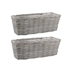 AUBRY GASPARD - Jardinière en osier et bois 50 x 16 x 15 cm