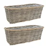AUBRY GASPARD - Jardinière en osier et bois 35 x 14 x 13 cm