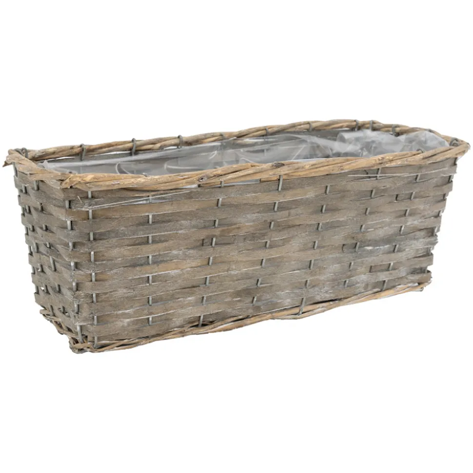 AUBRY GASPARD - Jardinière en osier et bois 35 x 14 x 13 cm