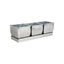 AUBRY GASPARD - Jardinière 3 pots en zinc brossé