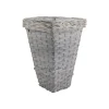 AUBRY GASPARD - Pot de fleurs carré en bois et osier gris