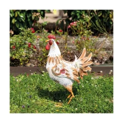 AUBRY GASPARD - Statue de coq en métal coloré