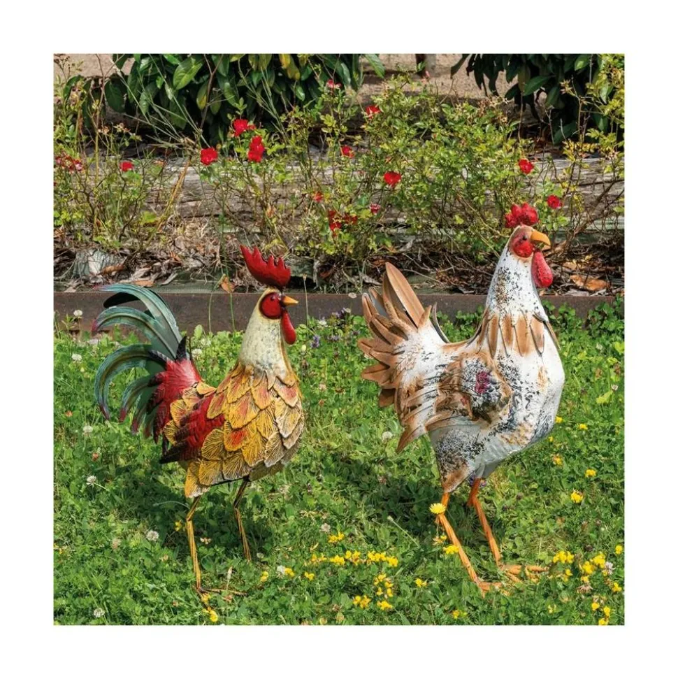 AUBRY GASPARD - Statue de coq en métal coloré