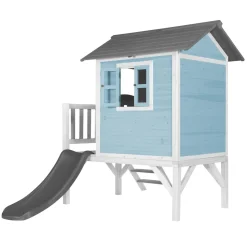 AXI - Axi maison enfant beach lodge xl en bleu avec toboggan en gris