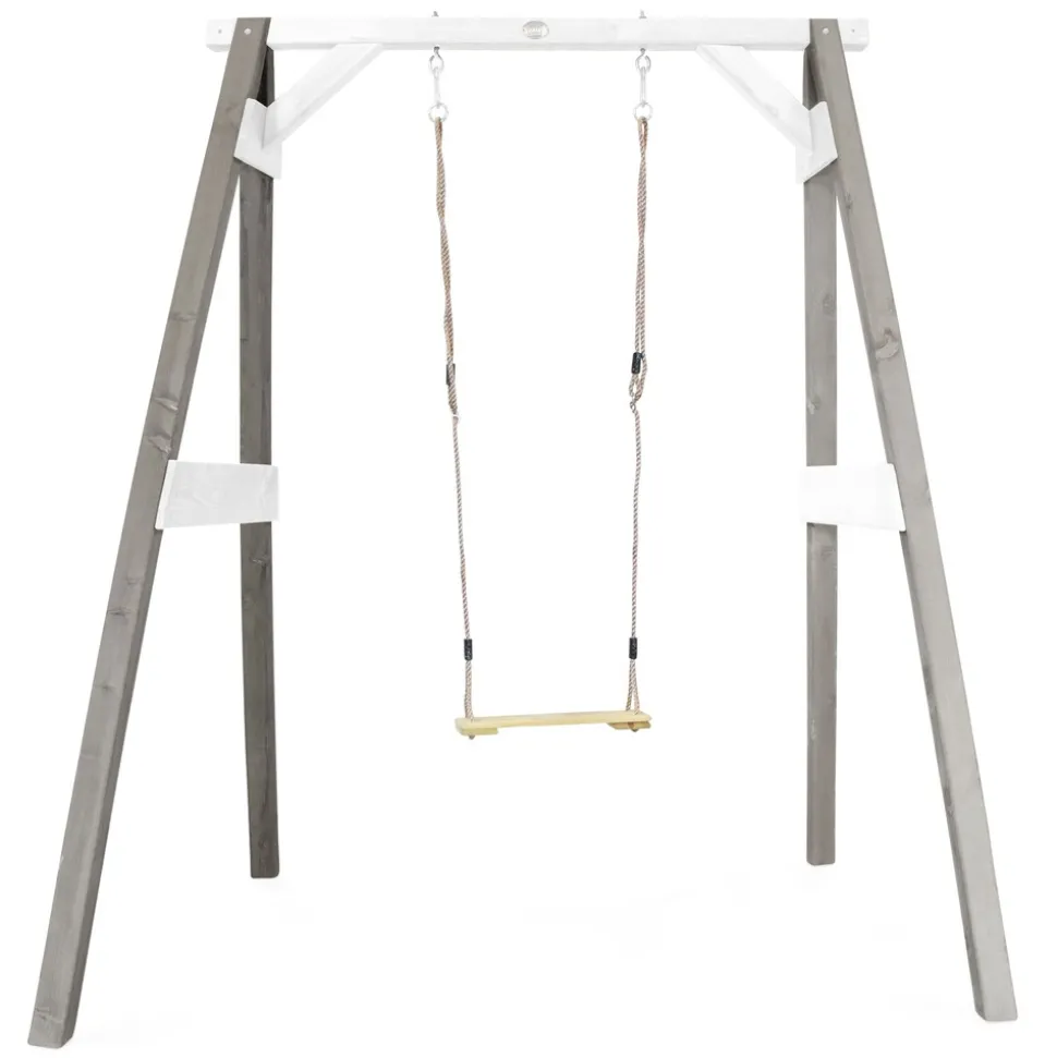 AXI - Axi portique en bois fsc gris / blanc avec balançoire enfant