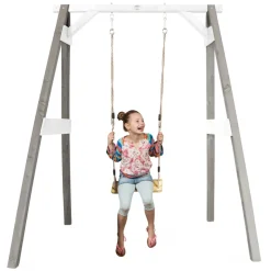 AXI - Axi portique en bois fsc gris / blanc avec balançoire enfant