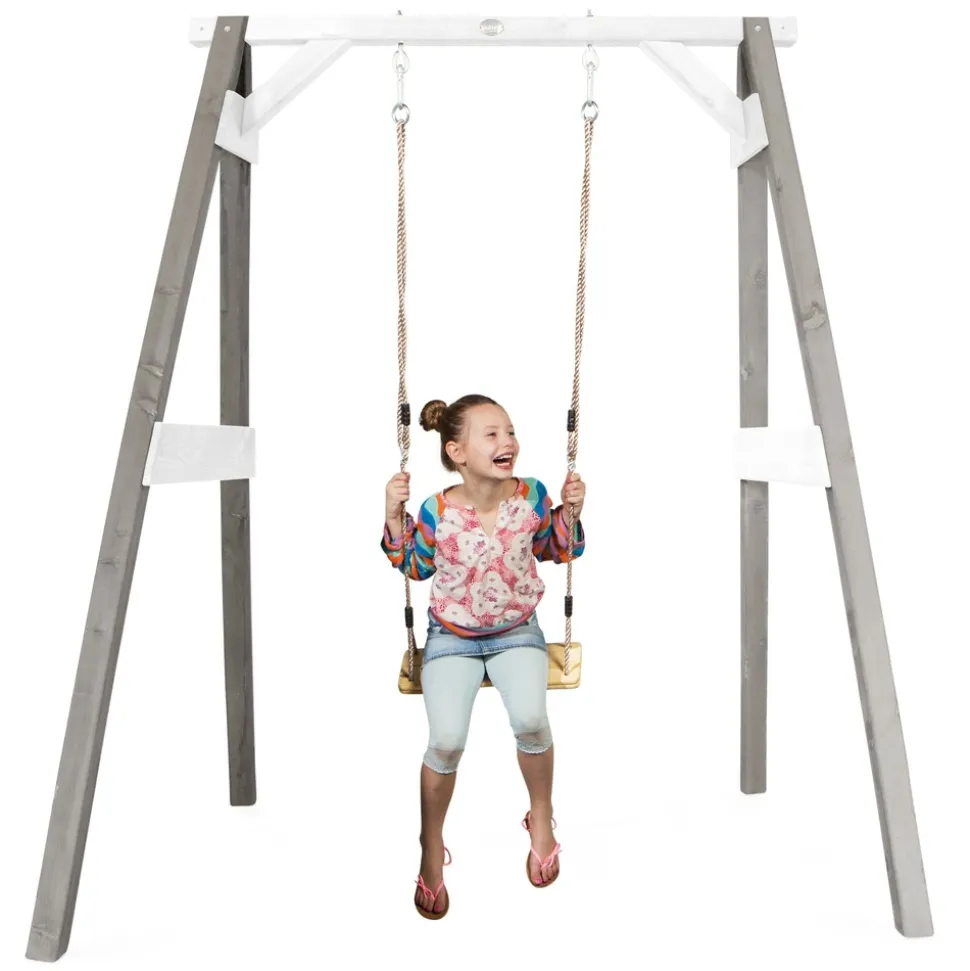 AXI - Axi portique en bois fsc gris / blanc avec balançoire enfant