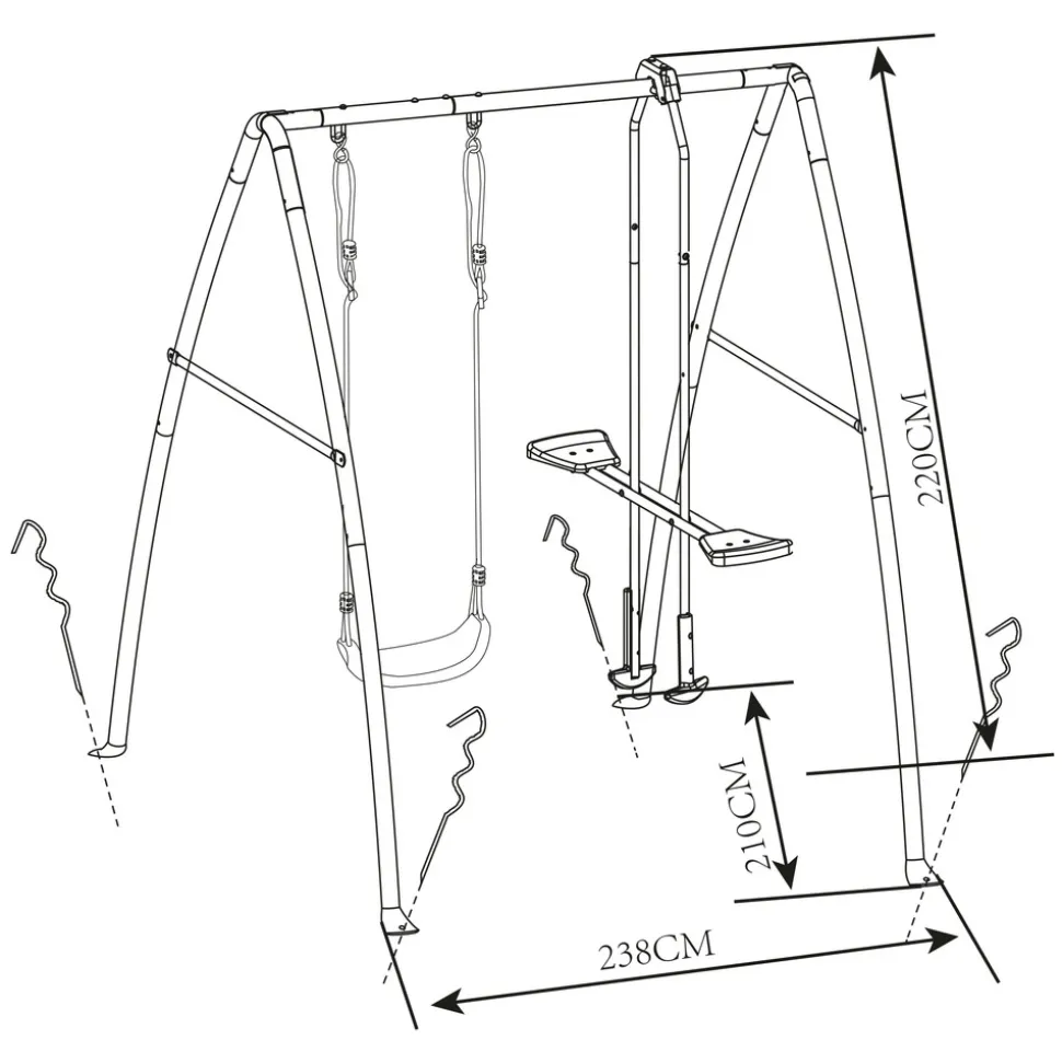 AXI - Axi set de balançoire en métal en anthracite & crème 3 agrès