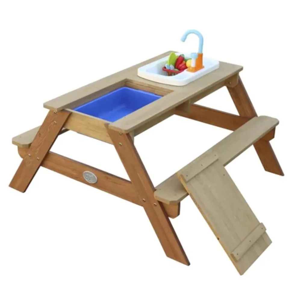 AXI - Table de pique-nique à sable et eau emily et cuisine jouet marron