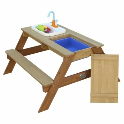 AXI - Table de pique-nique à sable et eau emily et cuisine jouet marron