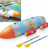 BB LOISIR - Fusée à eau bouée gonflable ballon flotteur pour piscines xxl 195x72x44cm 2 pagaies pour adultes et enfants à partir de 6ans