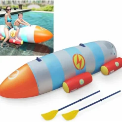 BB LOISIR - Fusée à eau bouée gonflable ballon flotteur pour piscines xxl 195x72x44cm 2 pagaies pour adultes et enfants à partir de 6ans