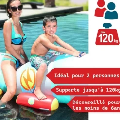 BB LOISIR - Fusée à eau bouée gonflable ballon flotteur pour piscines xxl 195x72x44cm 2 pagaies pour adultes et enfants à partir de 6ans