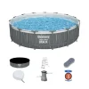 BESTWAY - Kit piscine hors sol tubulaire bestway steel pro max鈩échelle, bâche, lumiere