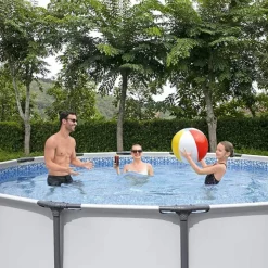 BESTWAY - Piscine tubulaire ronde bestway steel pro max 3,05 x 0,76 - gris clair