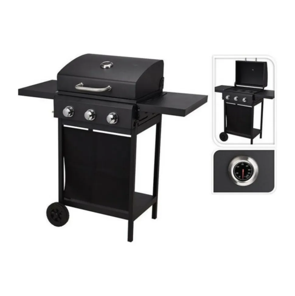 BIGBUY BBQ - Barbecue à gaz vaggan 139 x 56,5 x 106 cm noir
