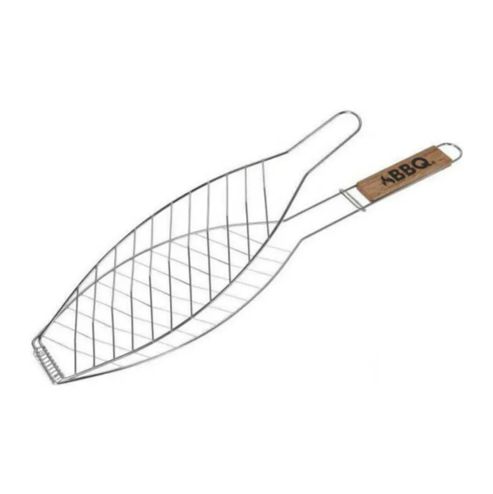 BIGBUY BBQ - Grille de barbecue pour poissons acier inoxydable (14 x 58 cm)