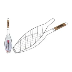 BIGBUY BBQ - Grille de barbecue pour poissons acier inoxydable (14 x 58 cm)